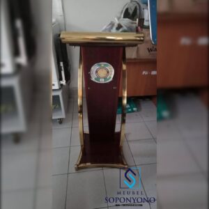 Mimbar Podium Masjid Minimalis Stainless Warna Emas