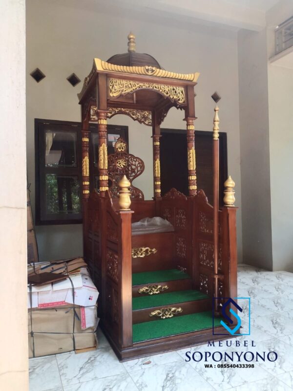 Harga Mimbar Masjid Minimalis Tangga Depan Kayu Jati