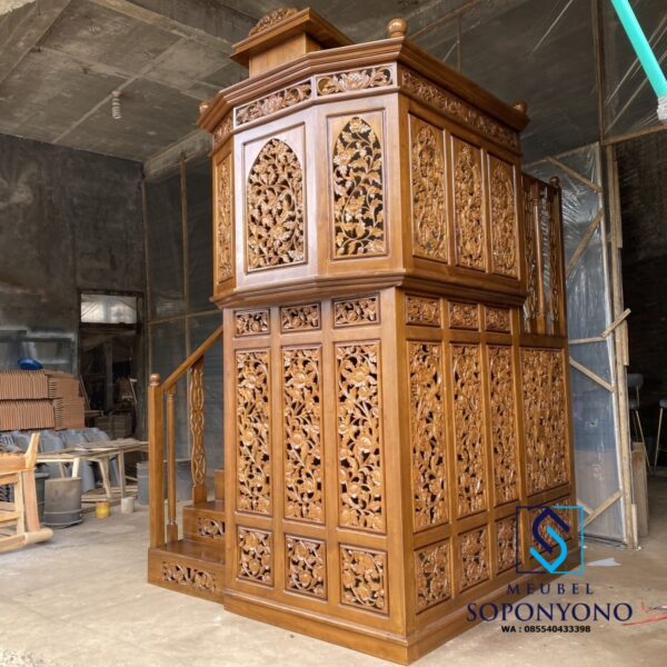 Jual Mimbar Masjid Kaligrafi Pintu Samping Jati Jepara