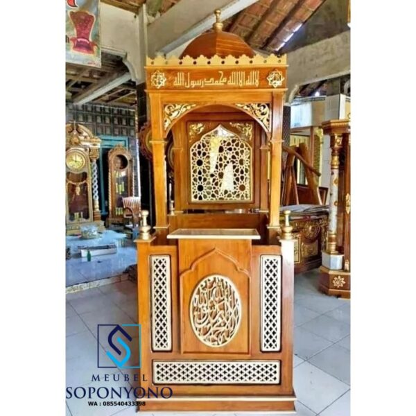 Jual Mimbar Masjid Minimalis Model Atap Kubah Jati