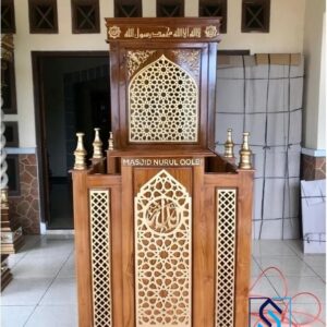 Mimbar Masjid Minimalis Modern Kayu Jati