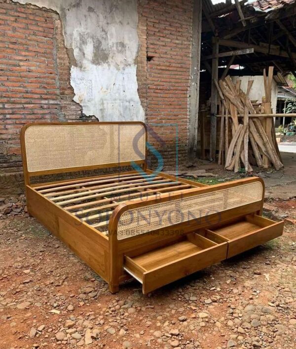 Jual Dipan Tempat Tidur Minimalis Rotan Jati