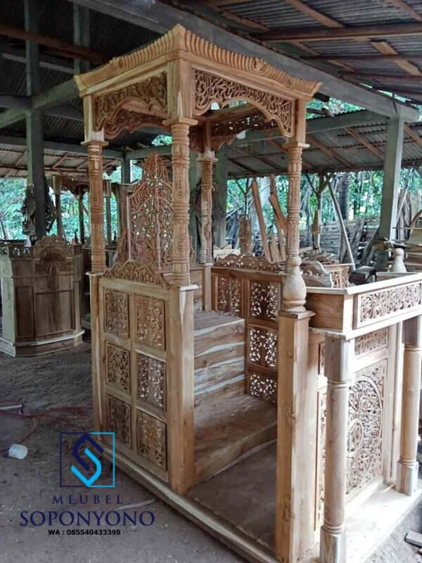 Jual Mimbar Masjid Kubah Pintu Samping Mimbar Jati Jepara