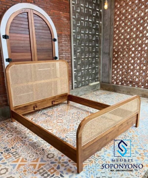 Jual Tempat Tidur Dipan Minimalis Jati Kombinasi Rotan