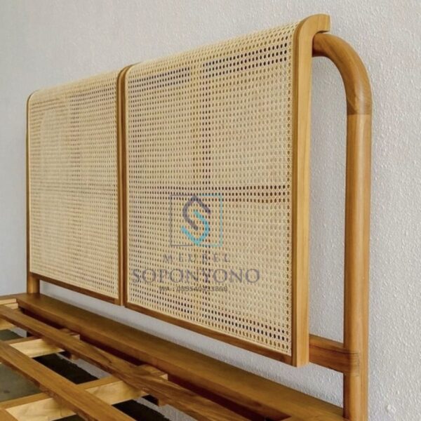 Jual Tempat Tidur Kayu Jati Kombinasi Rotan
