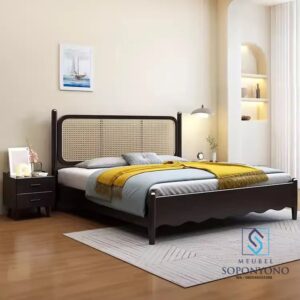 Jual Tempat Tidur Model Minimalis Kombinasi Rotan