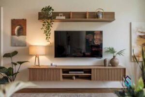 Meja TV Kayu Jati Minimalis Modern