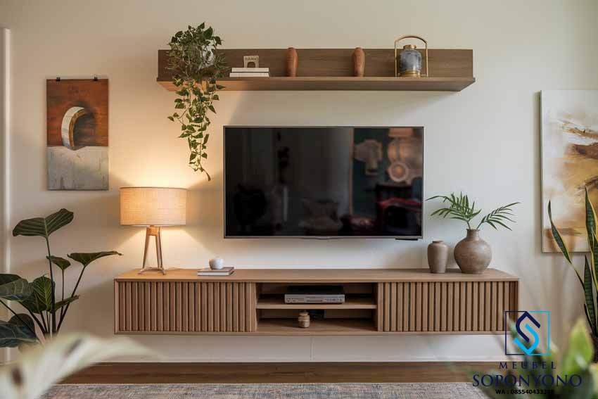 Meja TV Kayu Jati Minimalis Modern