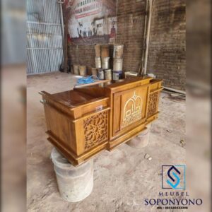 Meja Ceramah Duduk Mimbar Majelis Ilmu Kayu Jati