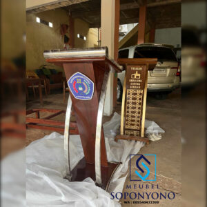 Mimbar Podium Minimalis Stainless Kayu Jati