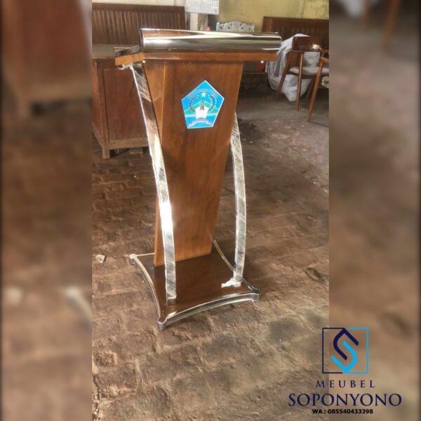 Model Podium Pidato Minimalis Stainless Jati Jepara