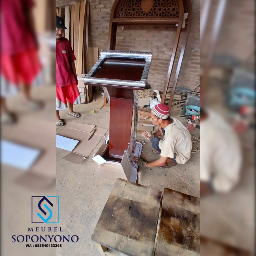 Podium Pidato Minimalis Stainless Mewah Kayu Jati Podium Pidato Minimalis Stainless Mewah Kayu Jati