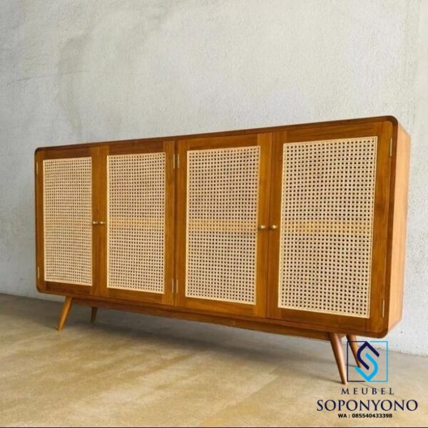 Harga Bufet Meja TV Minimalis Rotan Kayu Jati