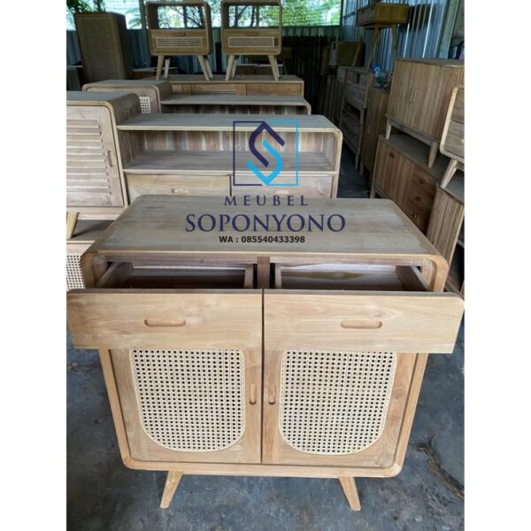 Harga Lemari Rak Sepatu Sandal Rotan Minimalis Kayu Jati