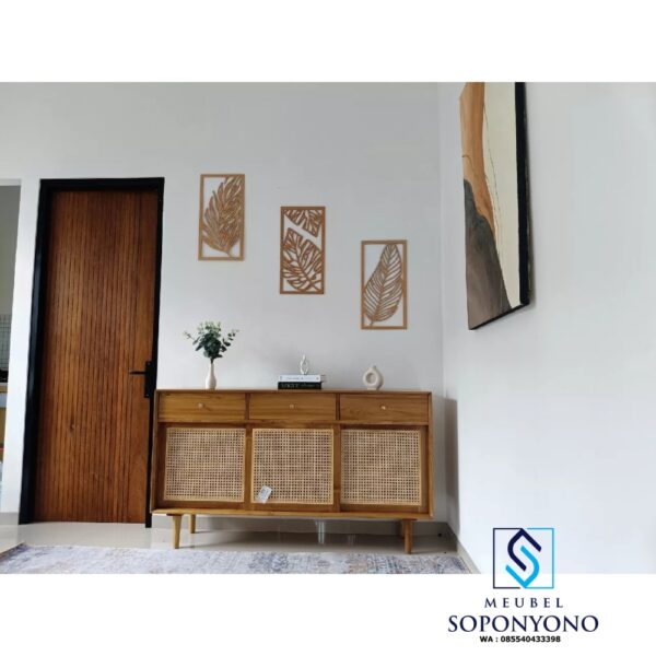 Harga Meja Bufet Cabinet TV Minimalis Rotan Kayu Jati