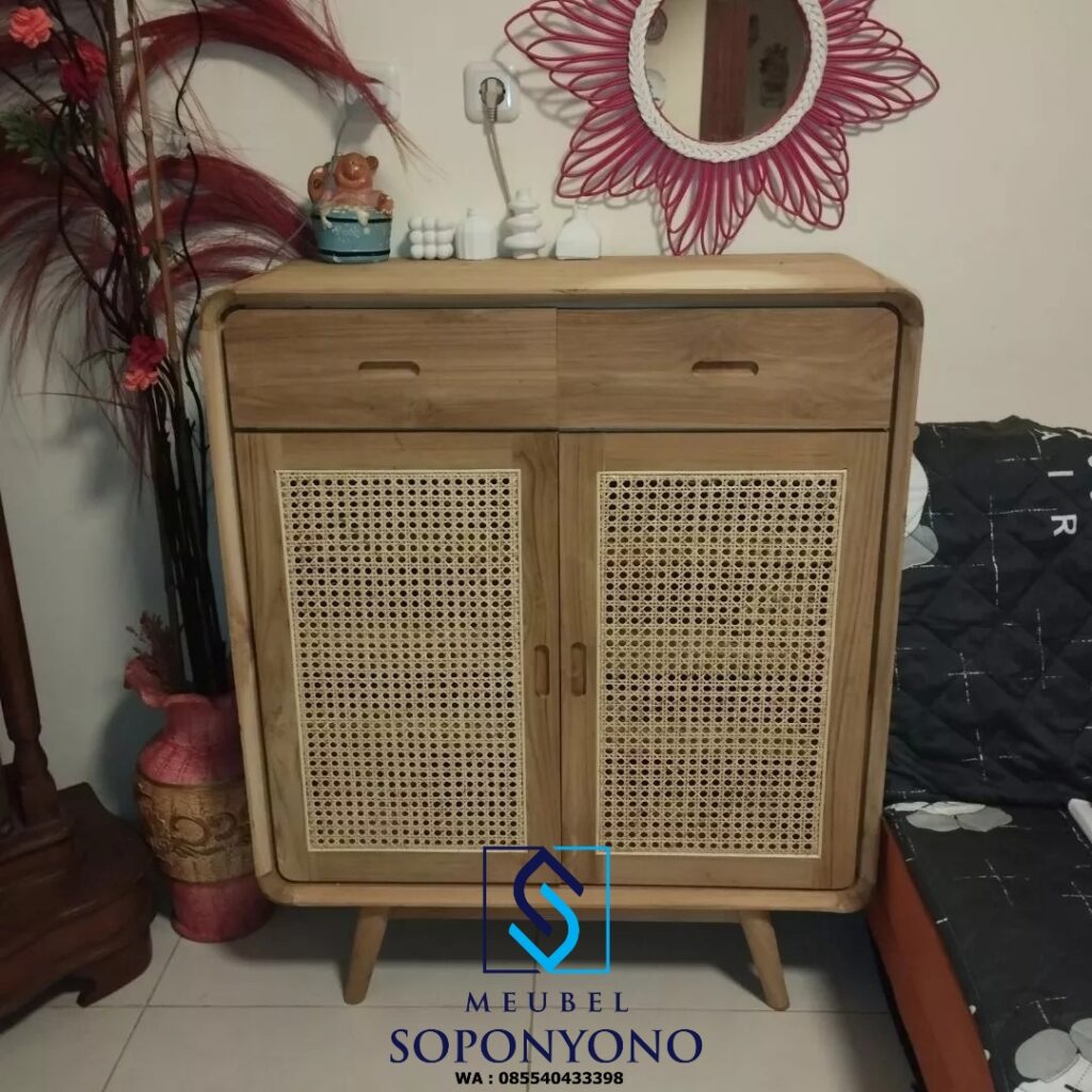 Jual Almari Rak Sepatu Sandal Minimalis Jati Kombinasi Rotan Jual Almari Rak Sepatu Sandal Minimalis Jati Kombinasi Rotan