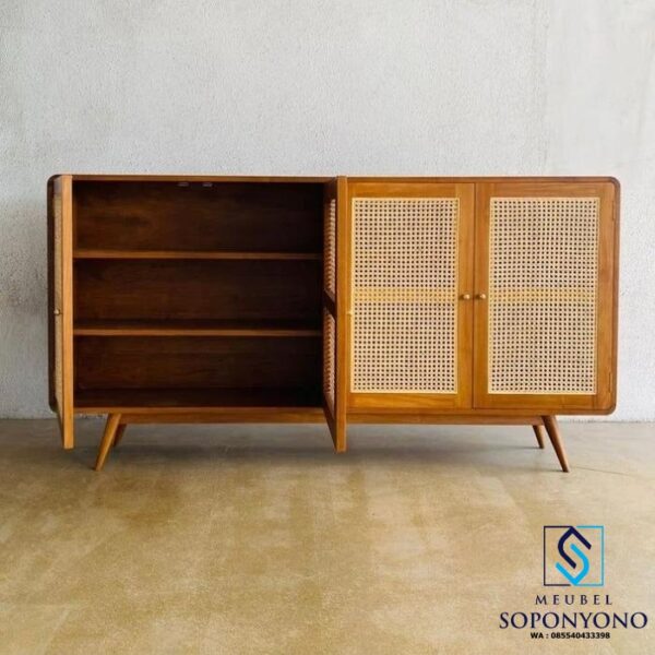 Jual Bufet Meja TV Minimalis Rotan Kayu Jati