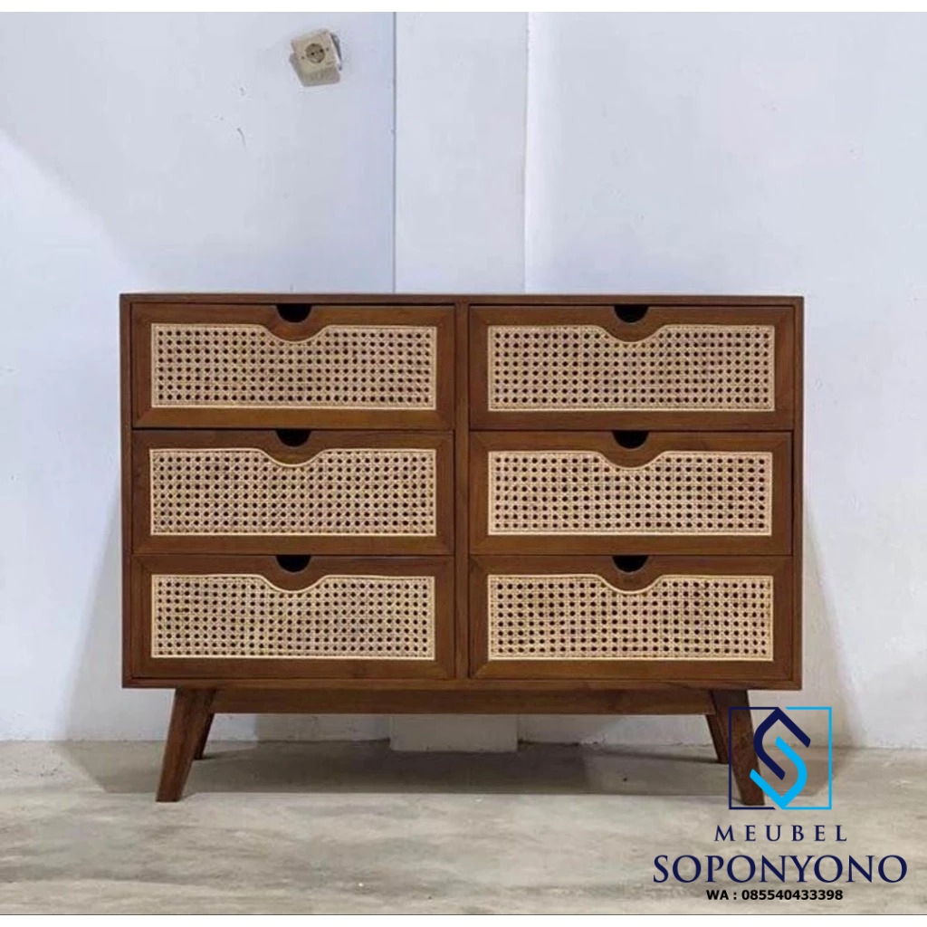 Jual Meja Drawer Retro 6 Laci Kayu Jati Kombinasi Rotan Jual Meja Drawer Retro 6 Laci Kayu Jati Kombinasi Rotan