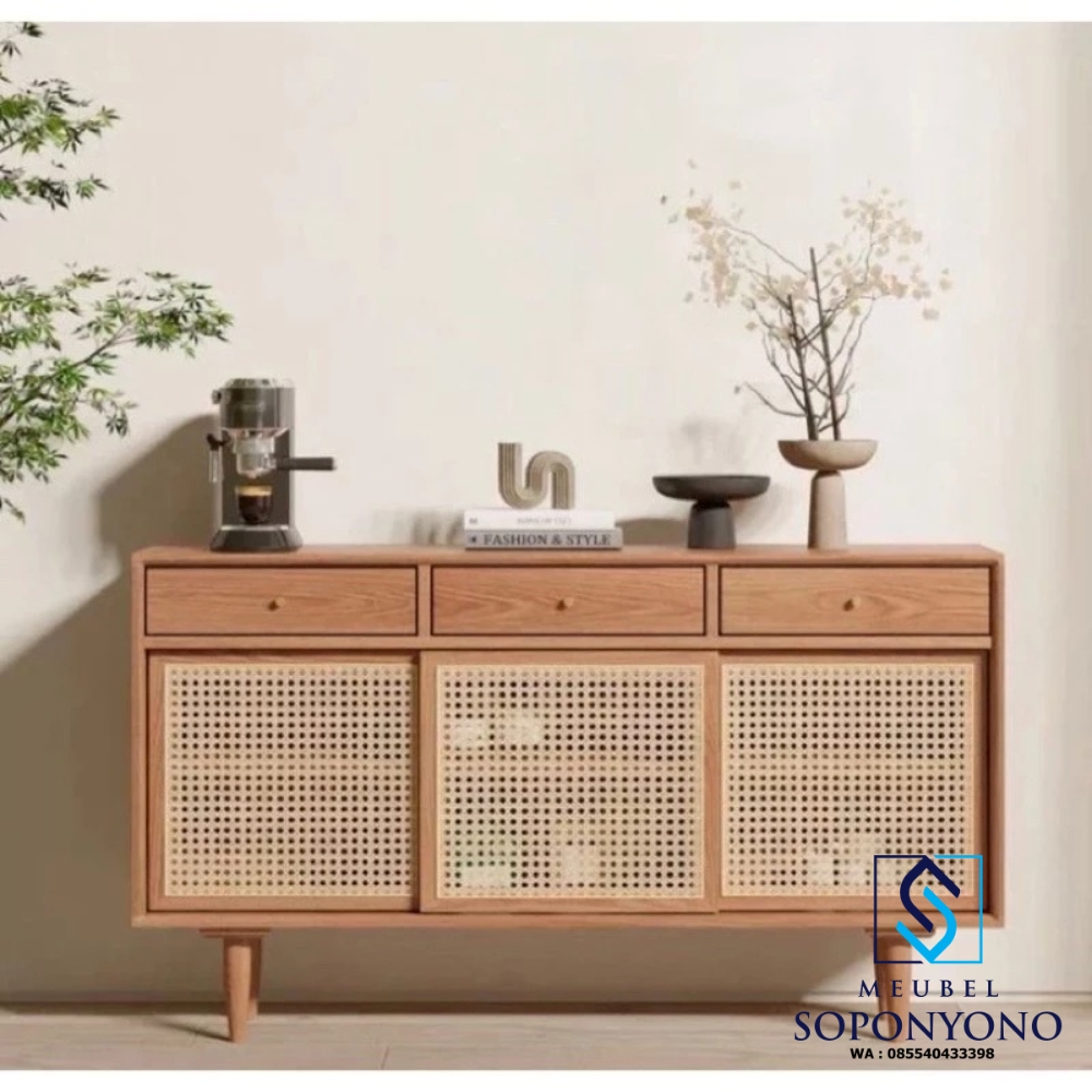 Meja Bufet Cabinet TV Minimalis Rotan Kayu Jati Meja Bufet Cabinet TV Minimalis Rotan Kayu Jati