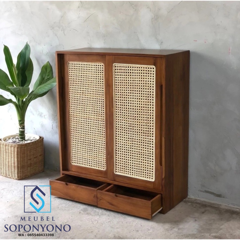 Rak Sepatu Rotan Kayu Jati Minimalis Simple Rak Sepatu Rotan Kayu Jati Minimalis Simple