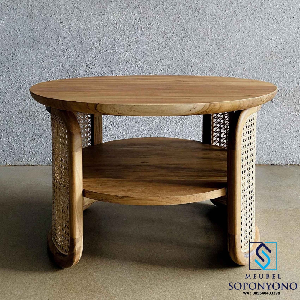 Harga Coffee Table Meja Tamu Minimalis Bulat Kombinasi Rotan Harga Coffee Table Meja Tamu Minimalis Bulat Kombinasi Rotan