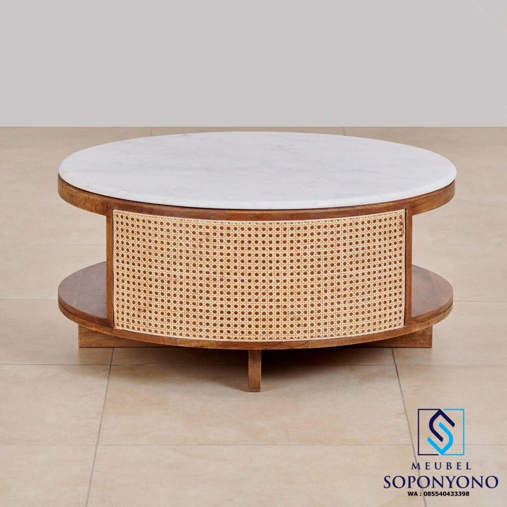 Harga Meja Tamu Coffe Table Jati Solid Kombinasi Rotan dan Marmer Harga Meja Tamu Coffe Table Jati Solid Kombinasi Rotan dan Marmer