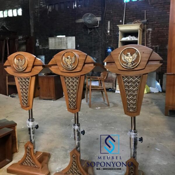 Harga Podium Hidrolik Pidato Stainless Minimalis Jati