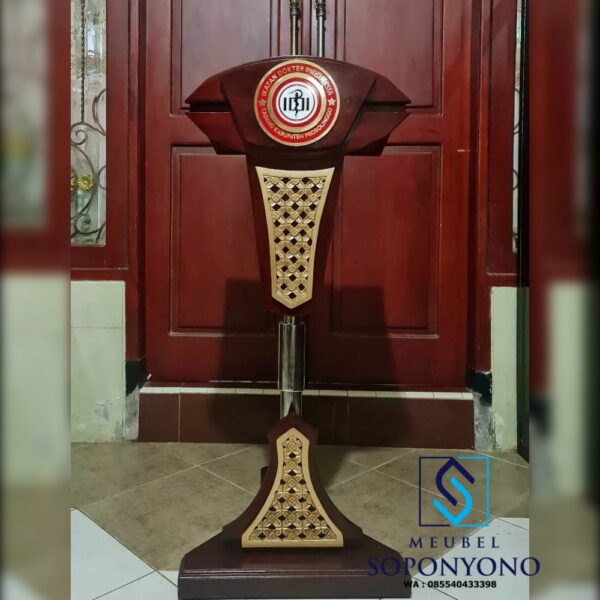 Harga Podium Pidato Hidrolik Stainless Jati Jepara