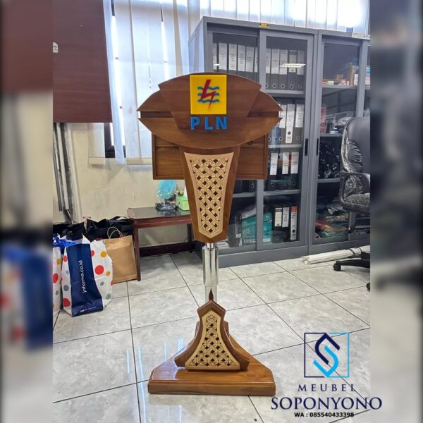 Harga Podium Pidato Hidrolik Stainless Kayu Jati