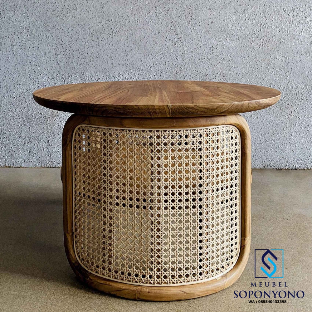Jual Coffee Table Meja Tamu Minimalis Bulat Kombinasi Rotan Jual Coffee Table Meja Tamu Minimalis Bulat Kombinasi Rotan
