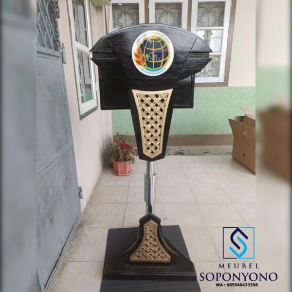 Jual Podium Hidrolik Pidato Stainless Minimalis Jati