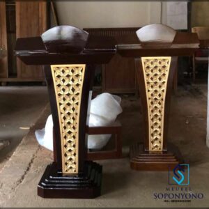 Mimbar Minimalis Podium Pidato Ukiran Kayu Jati