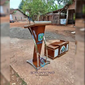 Mimbar Pidato Minimalis Podium Pidato Stainless Jati