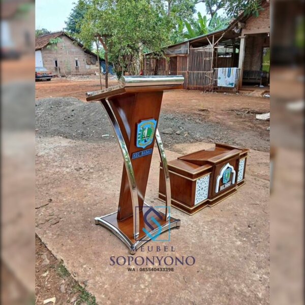 Mimbar Pidato Minimalis Podium Pidato Stainless Jati