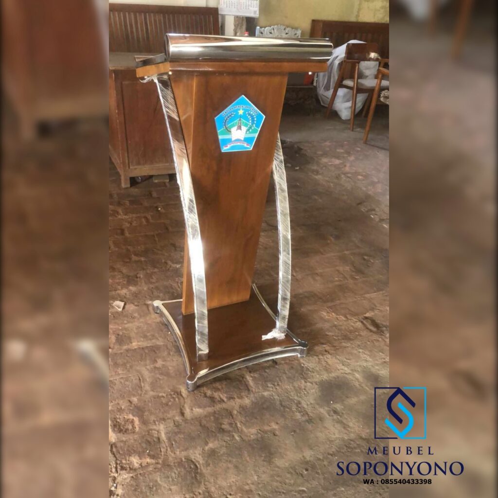 Mimbar Pidato Minimalis Podium Pidato Stainless Kayu Jati Mimbar Pidato Minimalis Podium Pidato Stainless Kayu Jati