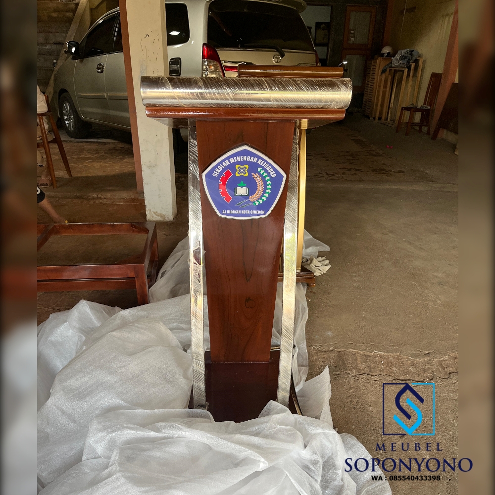 Mimbar Pidato Minimalis Stainless Ukiran Kayu Jati Mimbar Pidato Minimalis Stainless Ukiran Kayu Jati