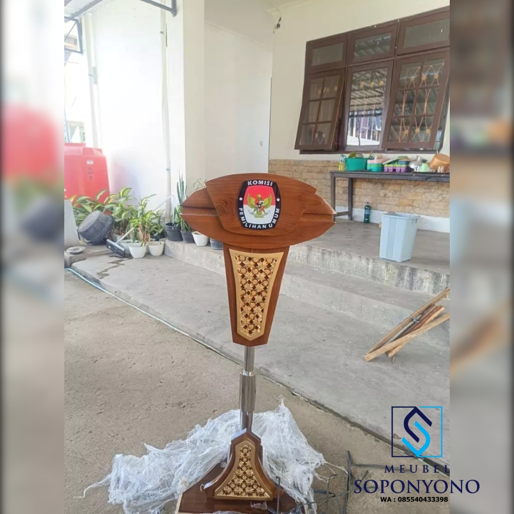 Mimbar Podium Pidato Hidrolik Stainless Kayu Jati Mimbar Podium Pidato Hidrolik Stainless Kayu Jati