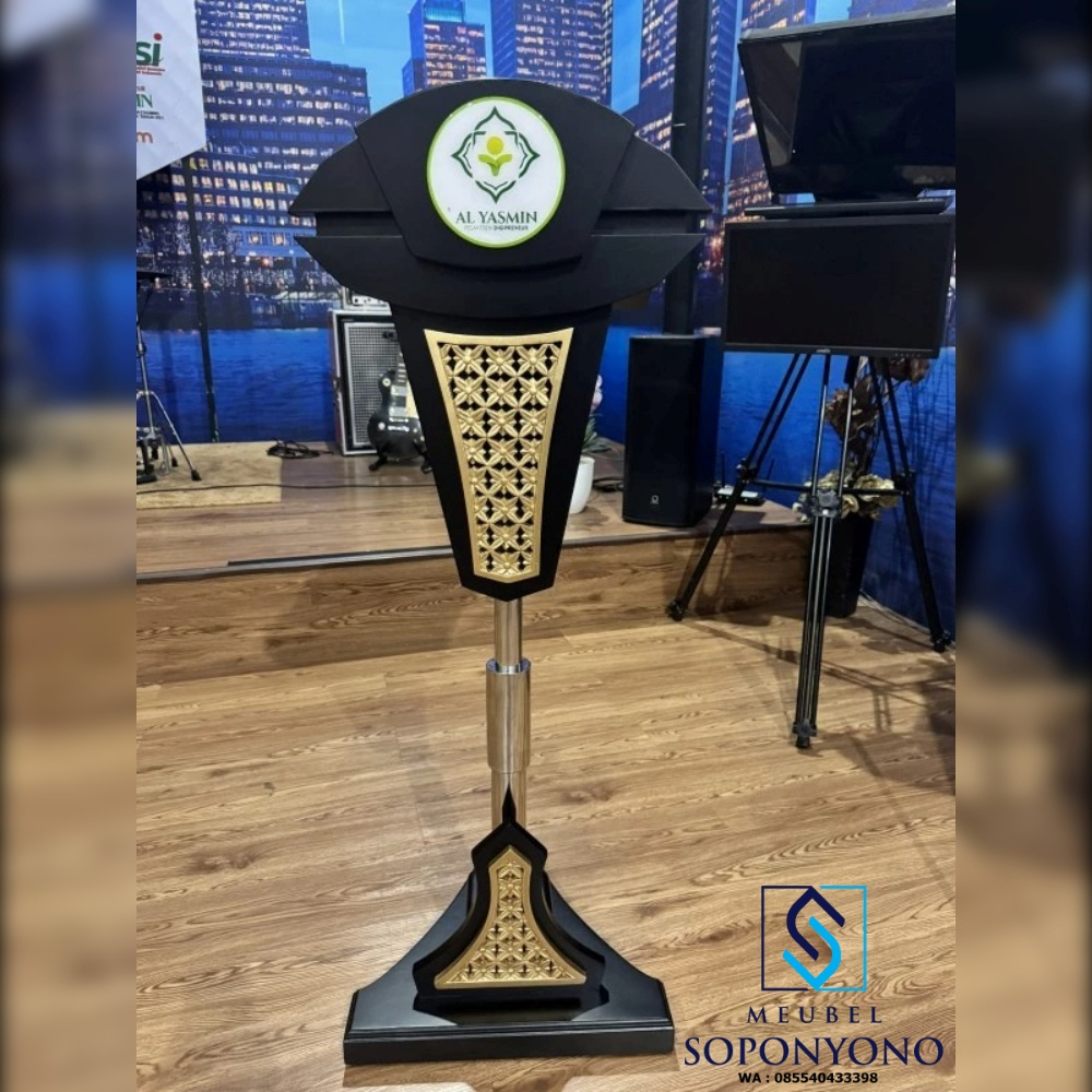 Mimbar Podium Pidato Hidrolik Stainless Minimalis Jati Mimbar Podium Pidato Hidrolik Stainless Minimalis Jati