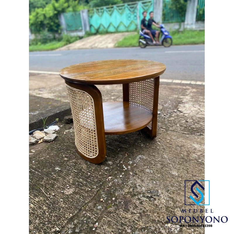 Model Coffee Table Meja Tamu Minimalis Bulat Kombinasi Rotan Jati Model Coffee Table Meja Tamu Minimalis Bulat Kombinasi Rotan Jati