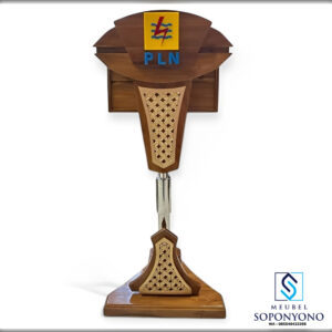 Podium Pidato Hidrolik Stainless Kayu Jati