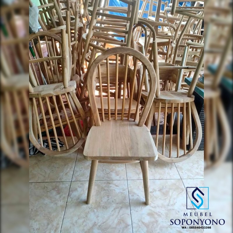 Kursi Cafe Minimalis Balon Jari Jari Kayu Jati
