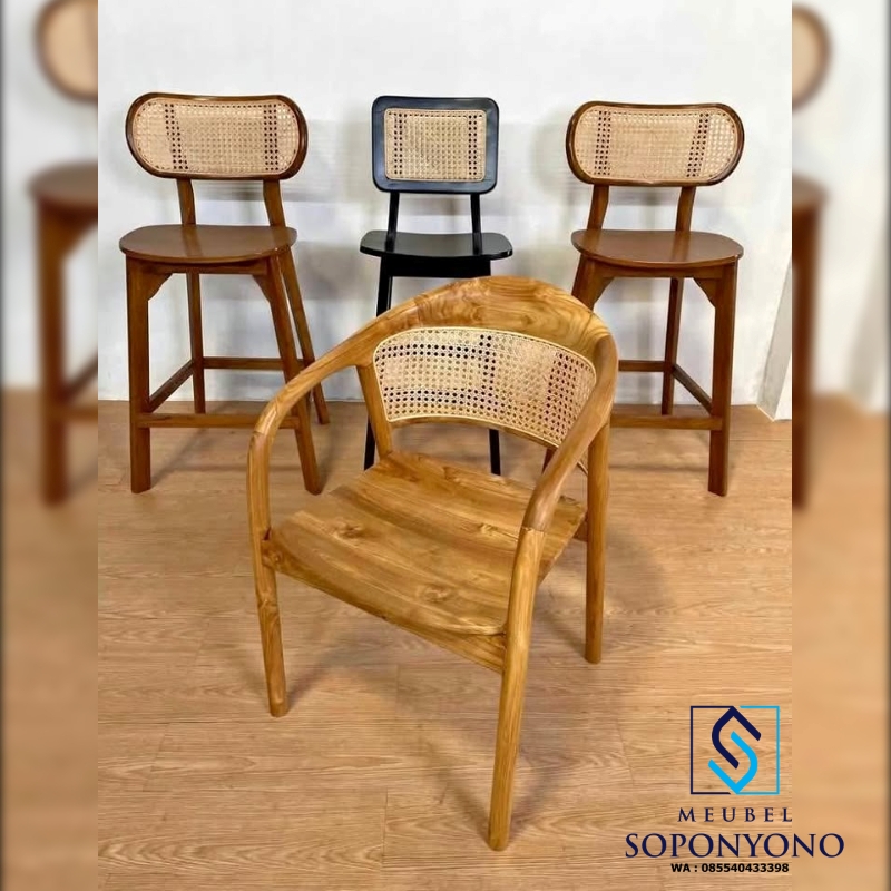 Kursi Cafe Selly Minimalis Kombinasi Rotan Kursi Cafe Selly Minimalis Kombinasi Rotan
